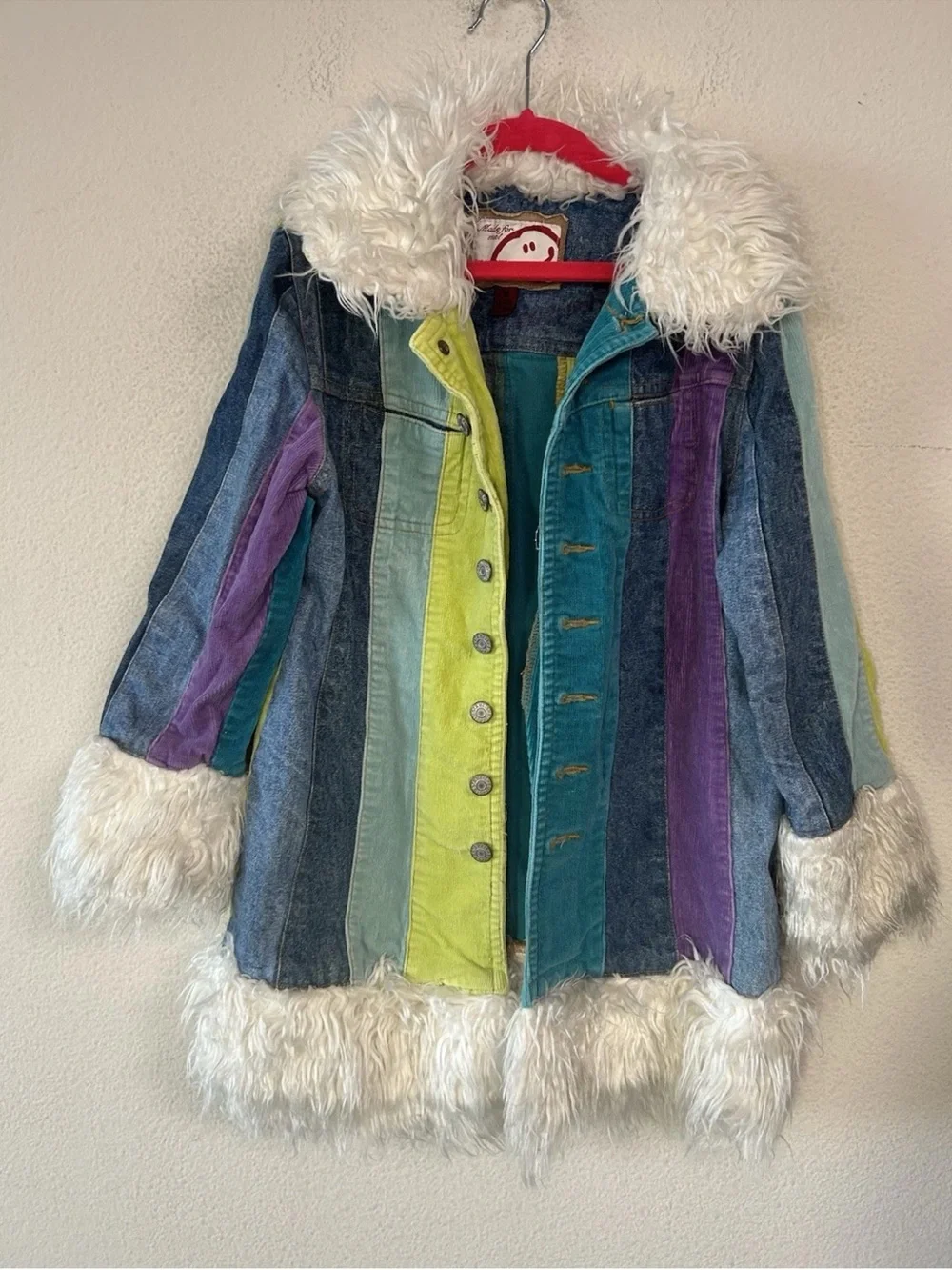 Vintage Y2K Children’s Place Penny Lane Coat 7/8 Patchwork Faux Fur Corduroy